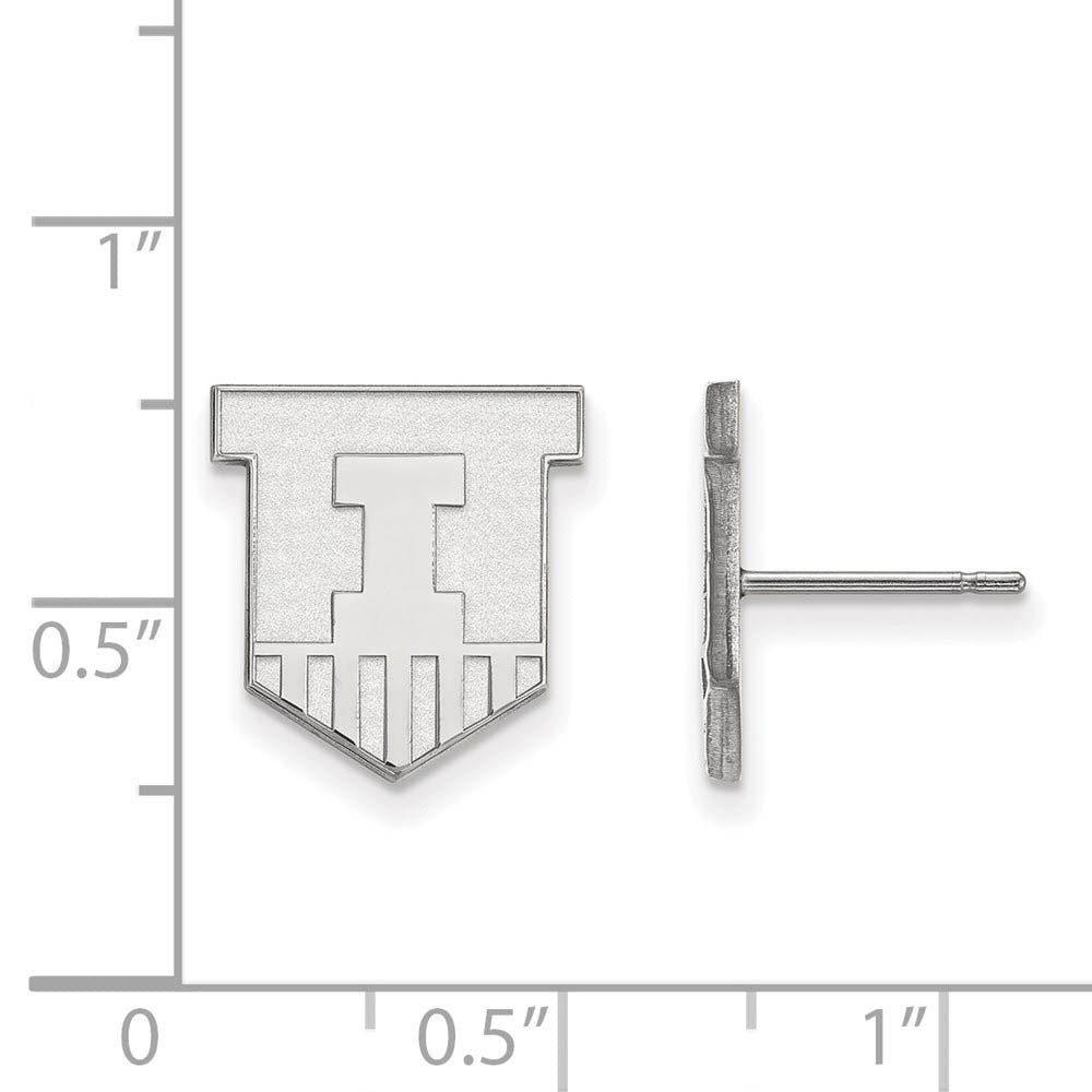 Alternate view of the 14k White Gold University of Illinois Small Post Earrings by The Black Bow Jewelry Co.