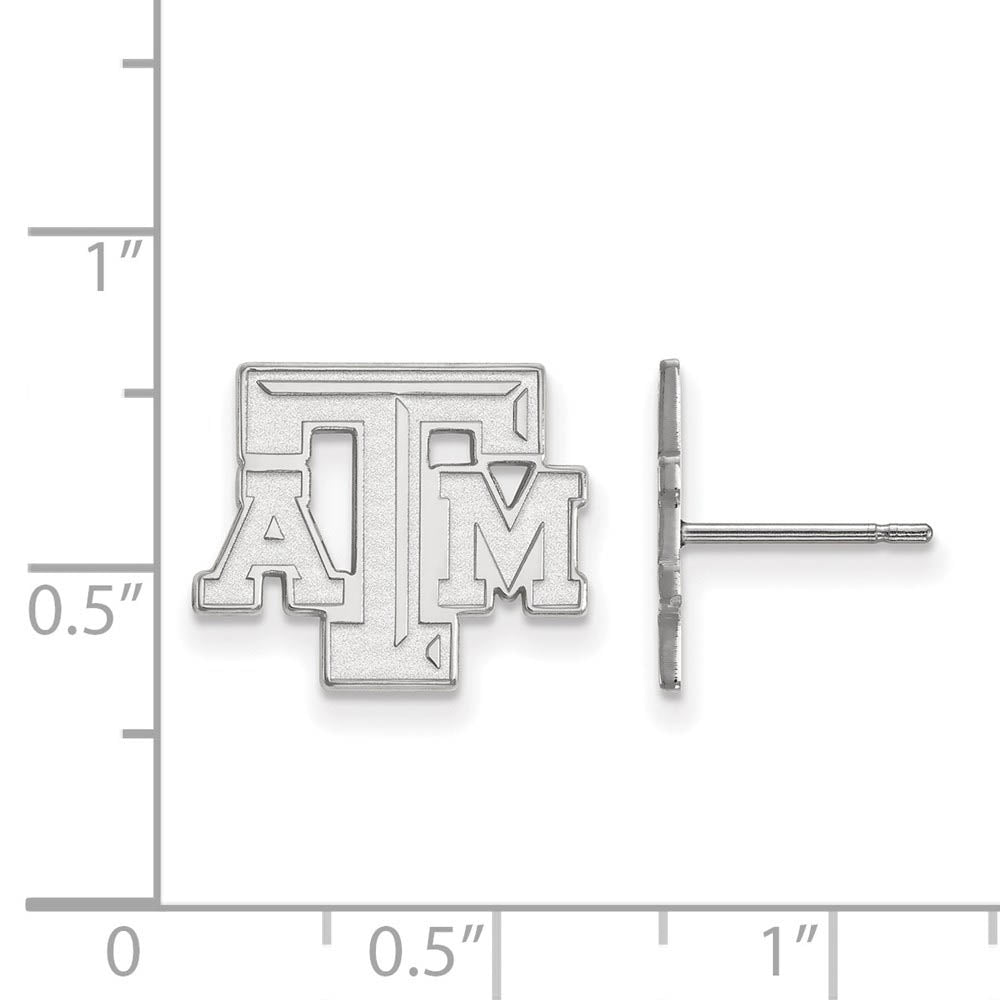 Alternate view of the 14k White Gold Texas A&M University Small 'ATM' Post Earrings by The Black Bow Jewelry Co.