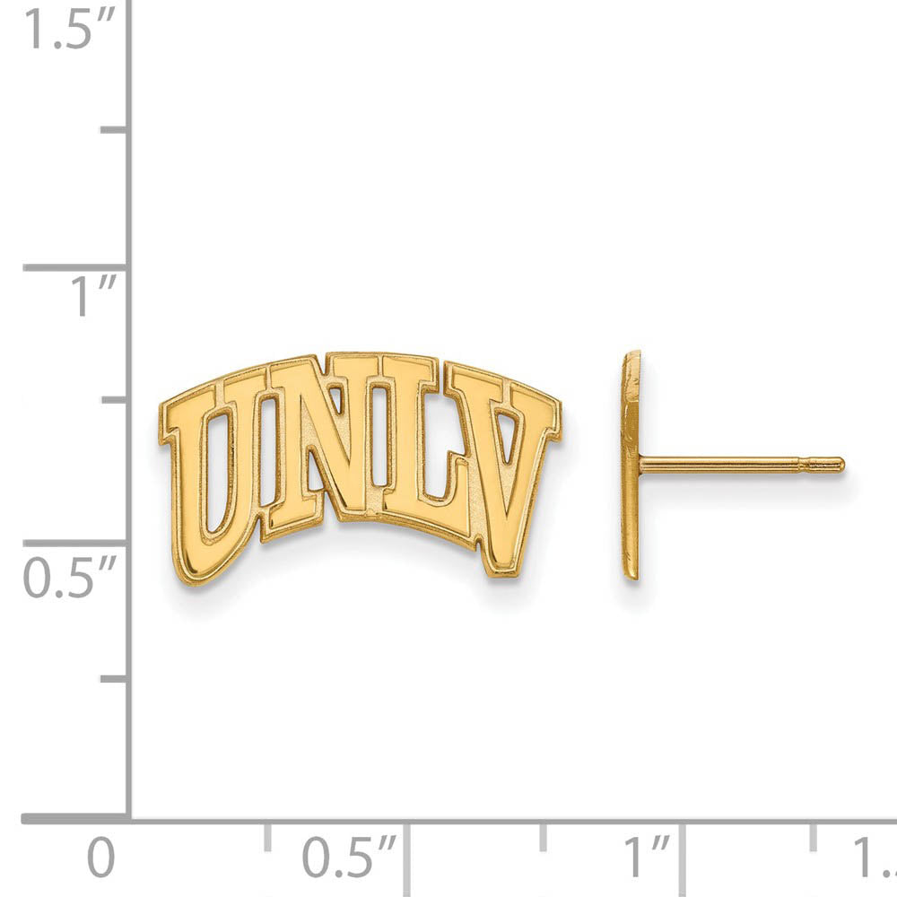 Alternate view of the 14k Yellow Gold University of Nevada Las Vegas Post Earrings by The Black Bow Jewelry Co.