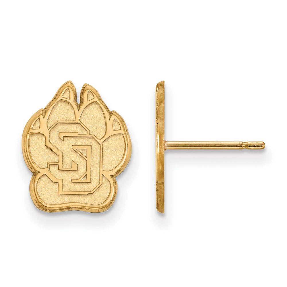 14k Yellow Gold University of South Dakota Small Post Earrings, Item E14789 by The Black Bow Jewelry Co.