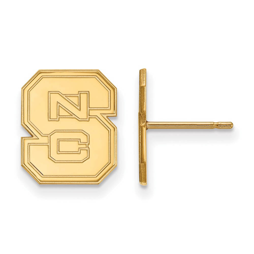 14k Yellow Gold North Carolina State 'NCS' Post Earrings, Item E14859 by The Black Bow Jewelry Co.