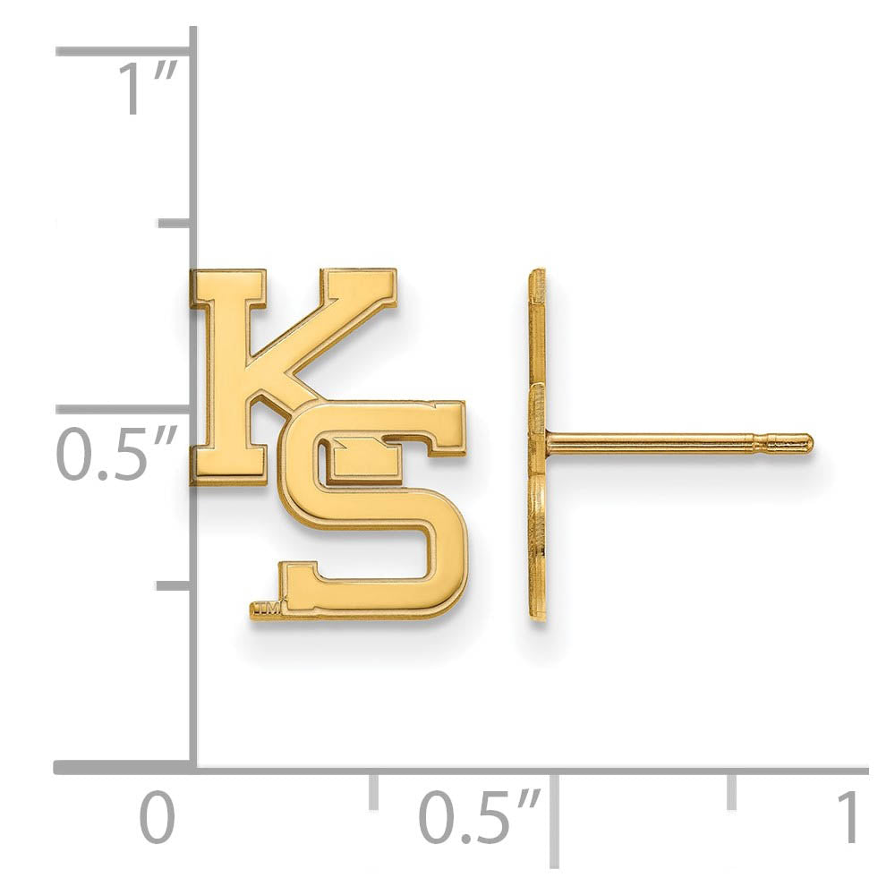 Alternate view of the 14k Yellow Gold Kansas State University Small Post Earrings by The Black Bow Jewelry Co.