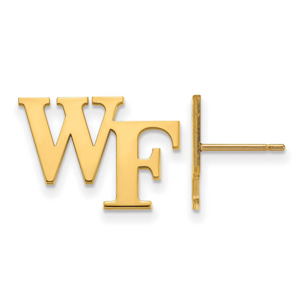 14k Yellow Gold Wake Forest University Small 'WF' Post Earrings, Item E14920 by The Black Bow Jewelry Co.