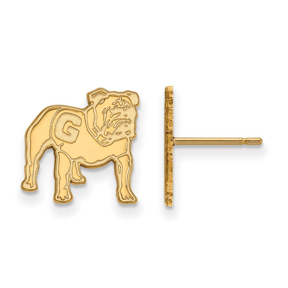 14k Yellow Gold University of Georgia Small Mascot Post Earrings, Item E14922 by The Black Bow Jewelry Co.