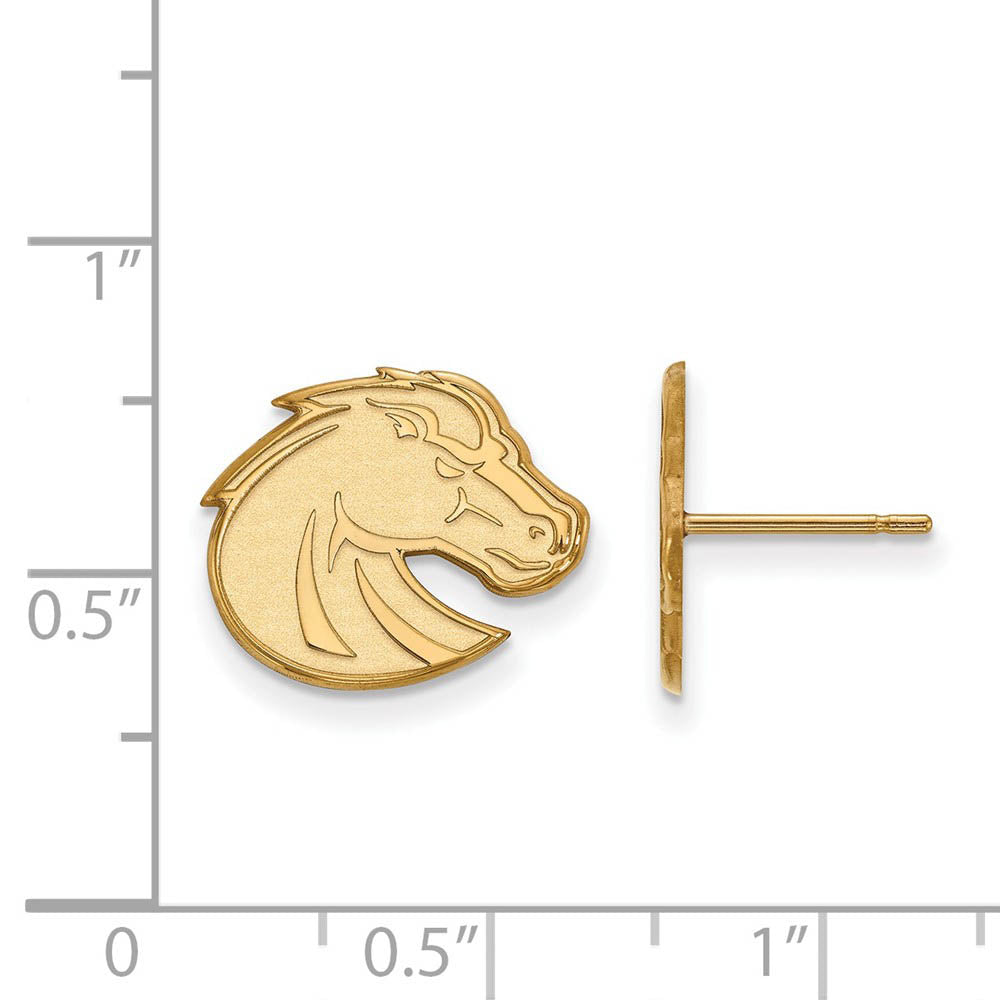 Alternate view of the 14k Gold Plated Silver Boise State University Small Post Earrings by The Black Bow Jewelry Co.