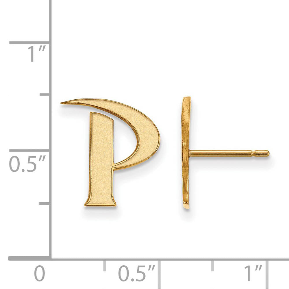 Alternate view of the 14k Gold Plated Silver Pepperdine University Small Post Earrings by The Black Bow Jewelry Co.