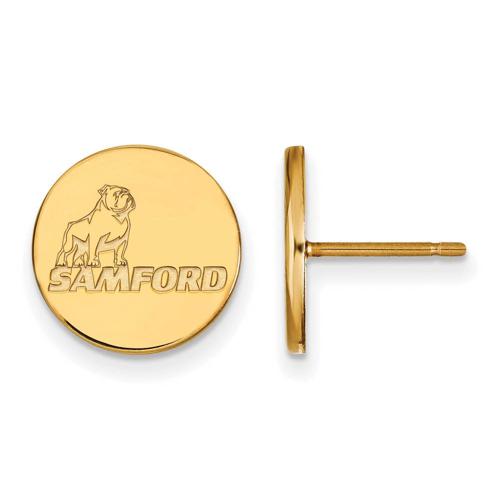 14k Gold Plated Silver Samford University Small Post Earrings, Item E14956 by The Black Bow Jewelry Co.