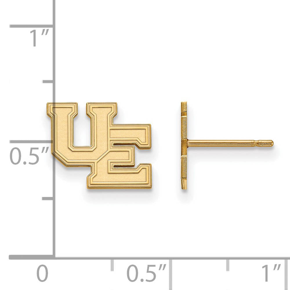 Alternate view of the 14k Gold Plated Silver University of Evansville Post Earrings by The Black Bow Jewelry Co.