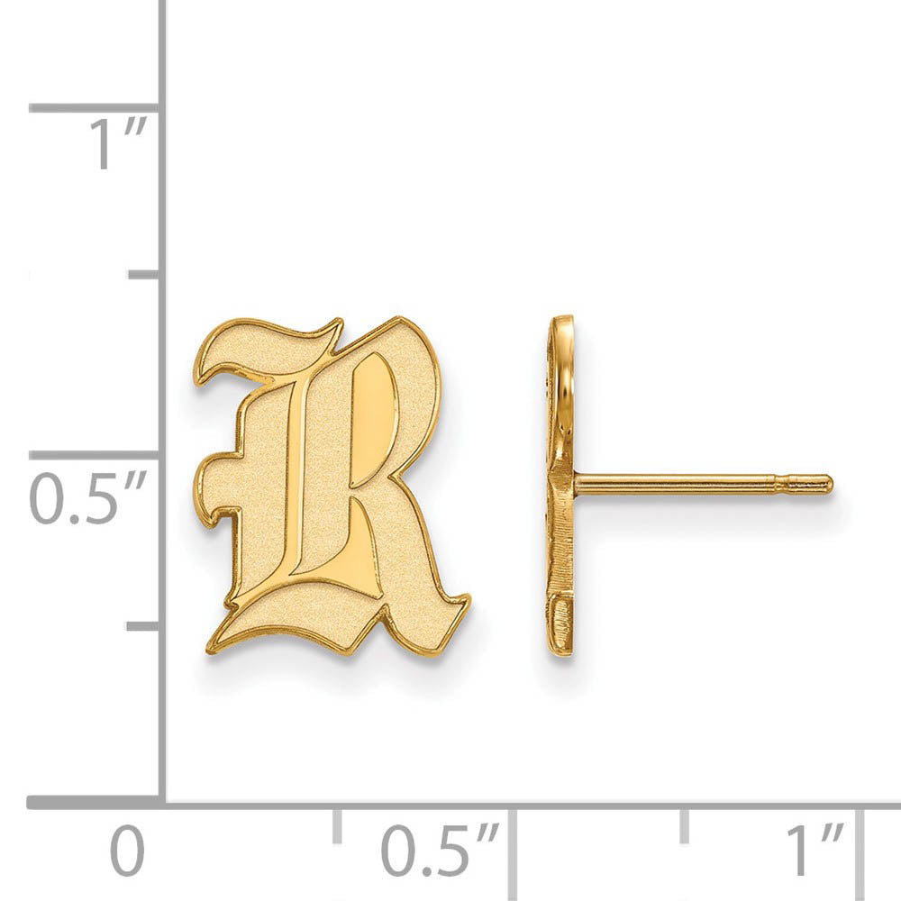 Alternate view of the 14k Gold Plated Silver Rice University Small Post Earrings by The Black Bow Jewelry Co.