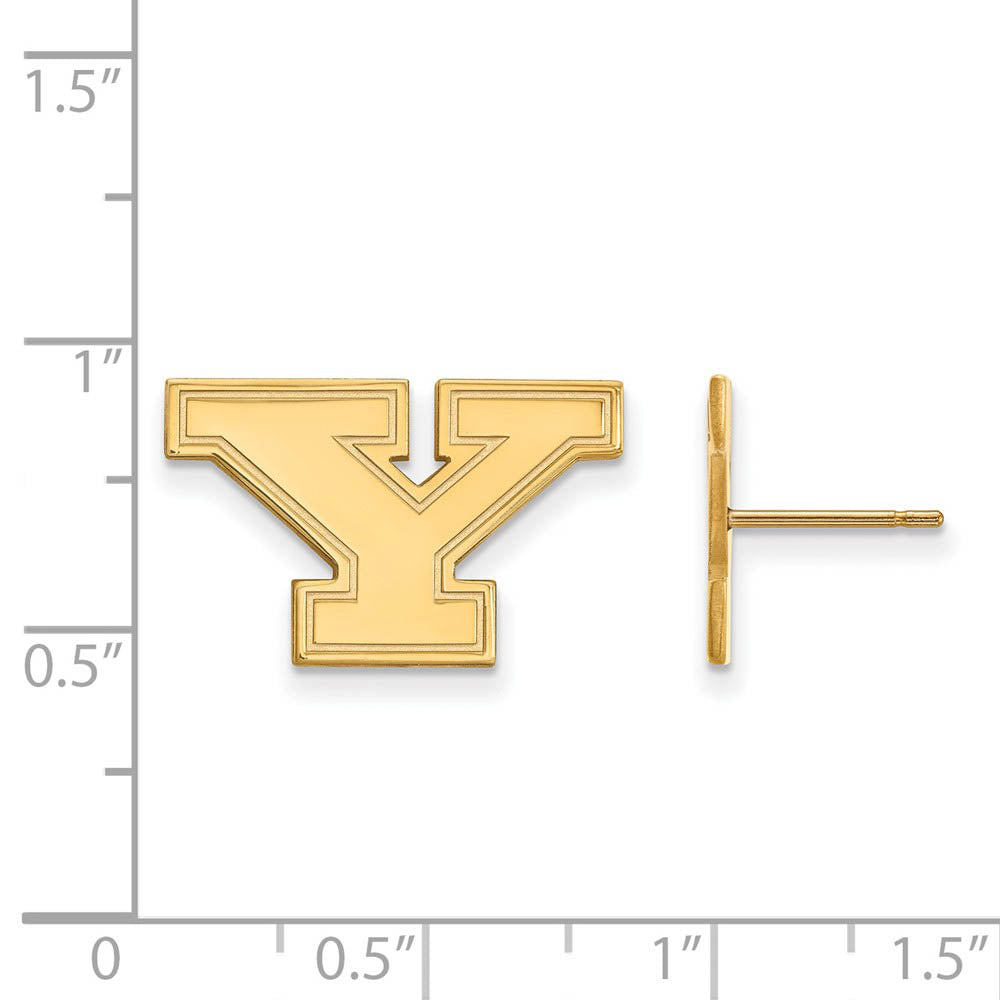 Alternate view of the 14k Gold Plated Silver Youngstown State Post Earrings by The Black Bow Jewelry Co.