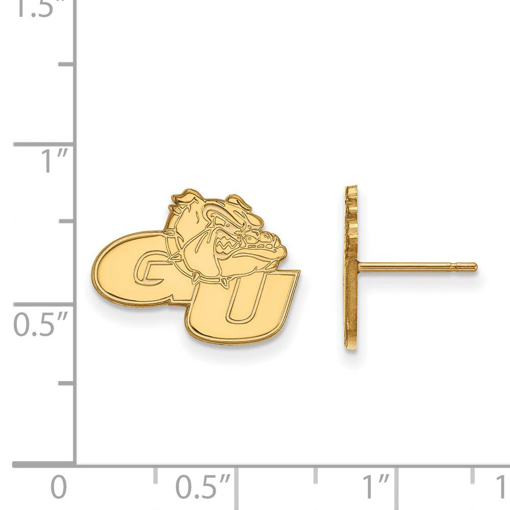 Alternate view of the 14k Gold Plated Silver Gonzaga University Small Post Earrings by The Black Bow Jewelry Co.