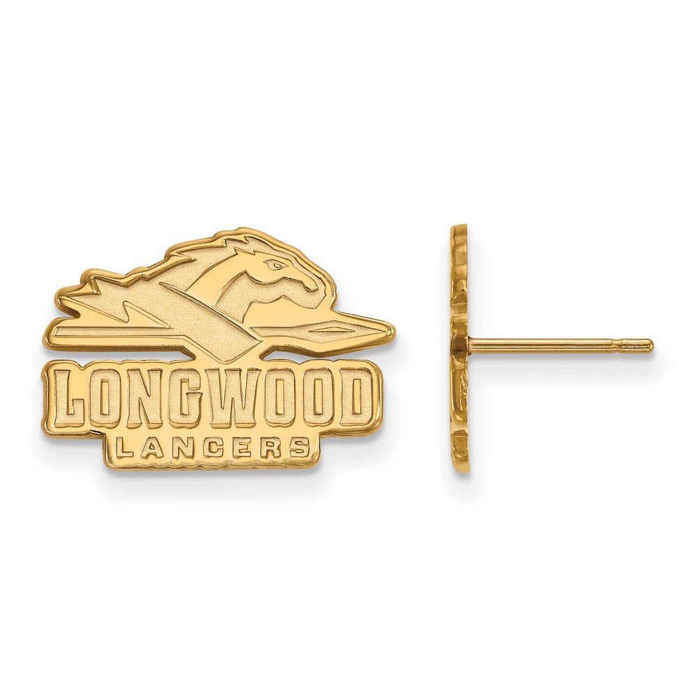 14k Gold Plated Silver Longwood University Small Post Earrings, Item E14986 by The Black Bow Jewelry Co.