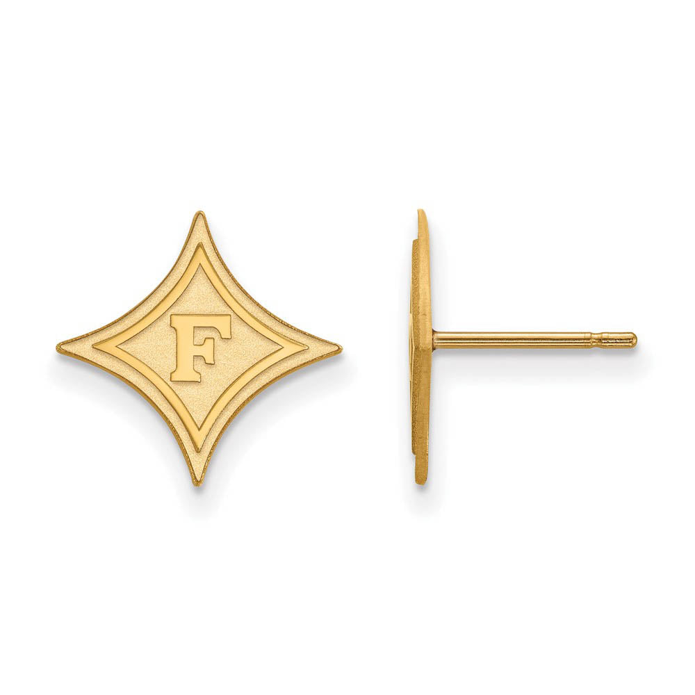 14k Gold Plated Silver Furman University Small Post Earrings, Item E15001 by The Black Bow Jewelry Co.