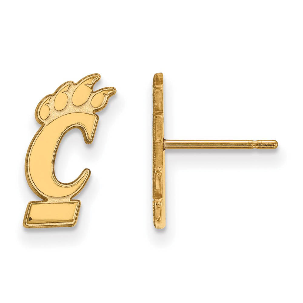 14k Gold Plated Silver University of Cincinnati Post Earrings, Item E15016 by The Black Bow Jewelry Co.