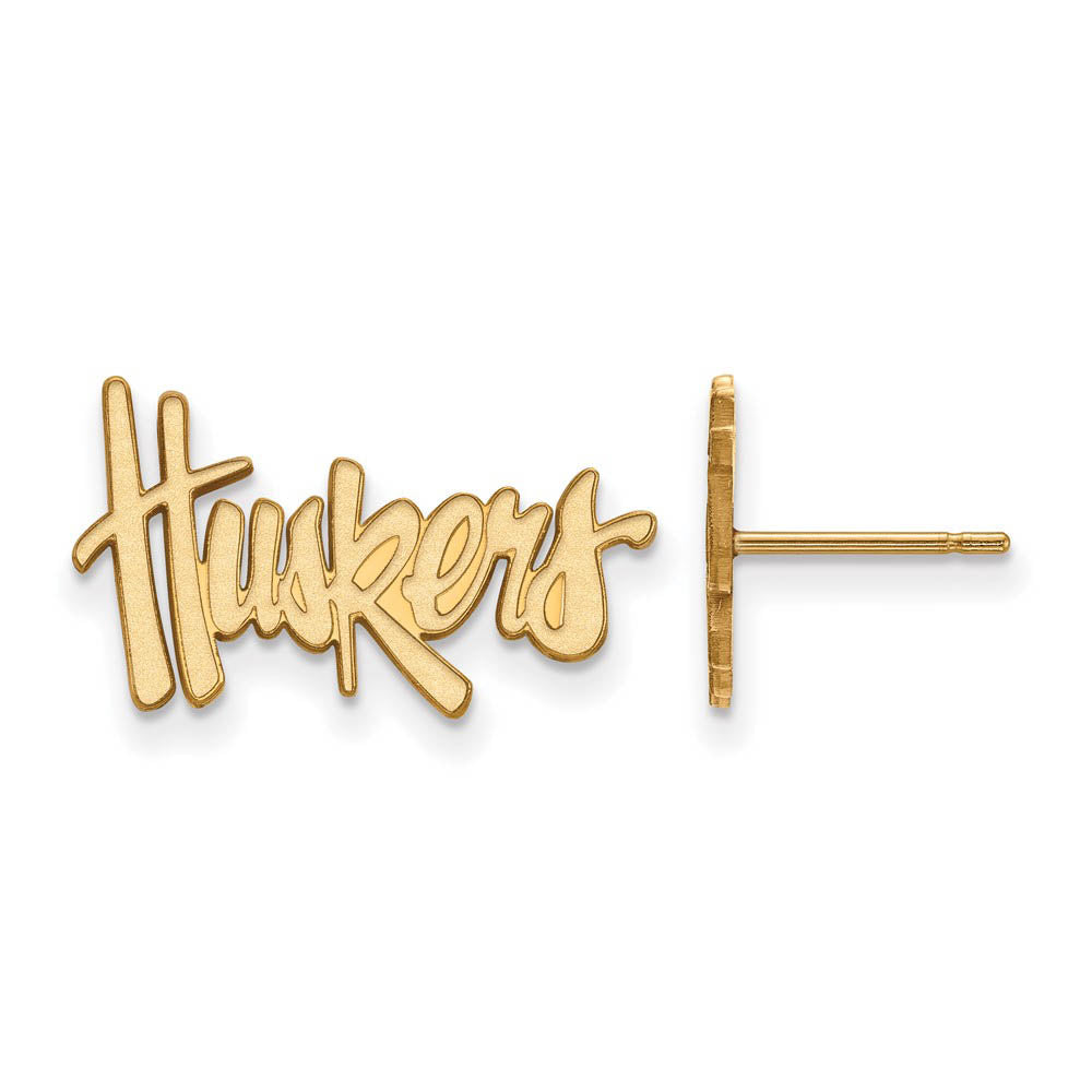 14k Gold Plated Silver University of Nebraska SM Post Earrings, Item E15026 by The Black Bow Jewelry Co.