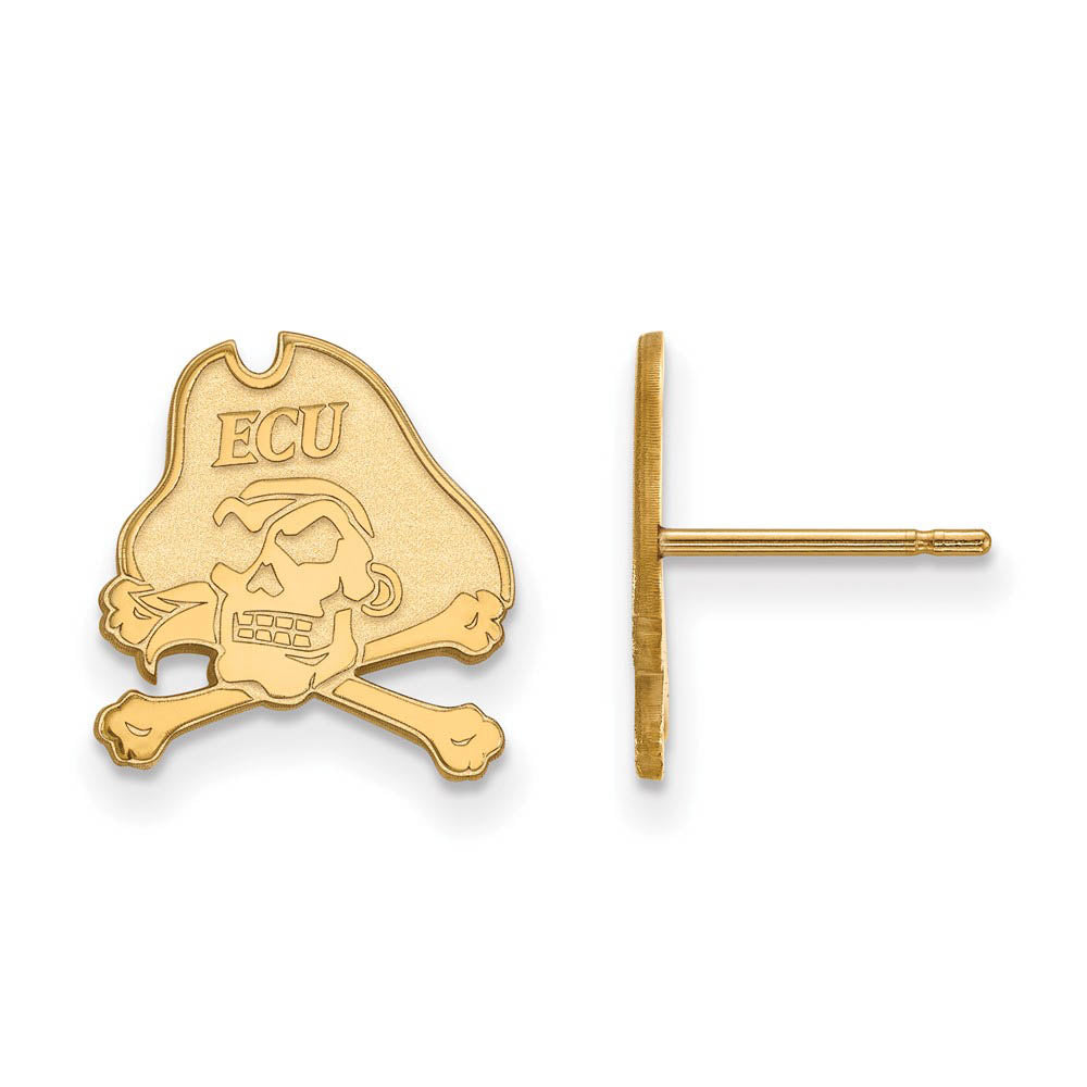 14k Gold Plated Silver East Carolina University SM Post Earrings, Item E15037 by The Black Bow Jewelry Co.