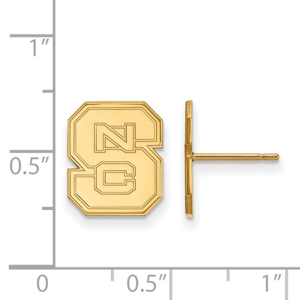 Alternate view of the 14k Gold Plated Silver North Carolina State Post Earrings by The Black Bow Jewelry Co.