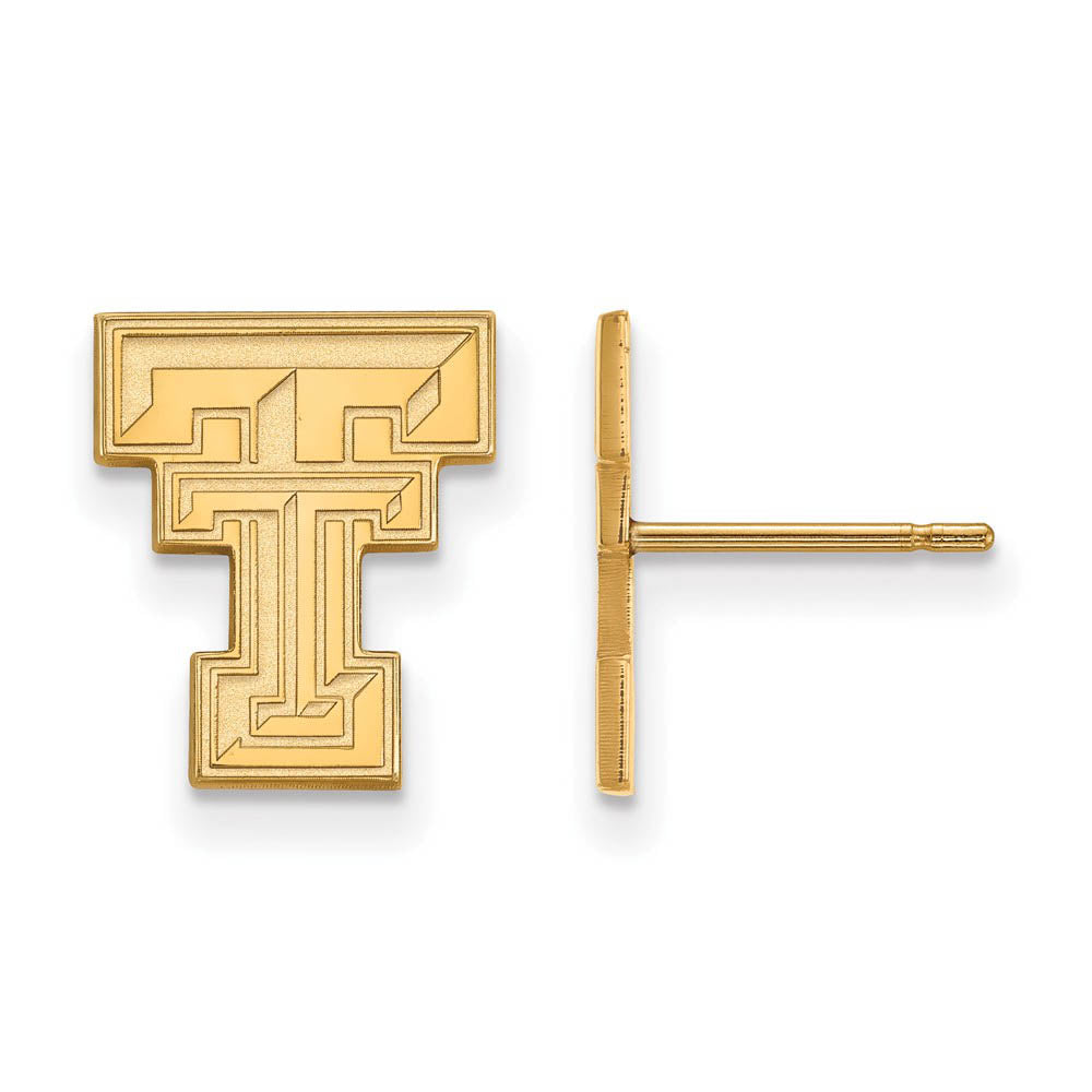 14k Gold Plated Silver Texas Tech University SM Post Earrings, Item E15045 by The Black Bow Jewelry Co.