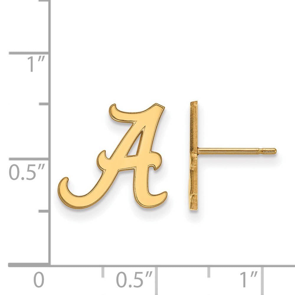 Alternate view of the 14k Gold Plated Silver University of Alabama SM Post Earrings by The Black Bow Jewelry Co.