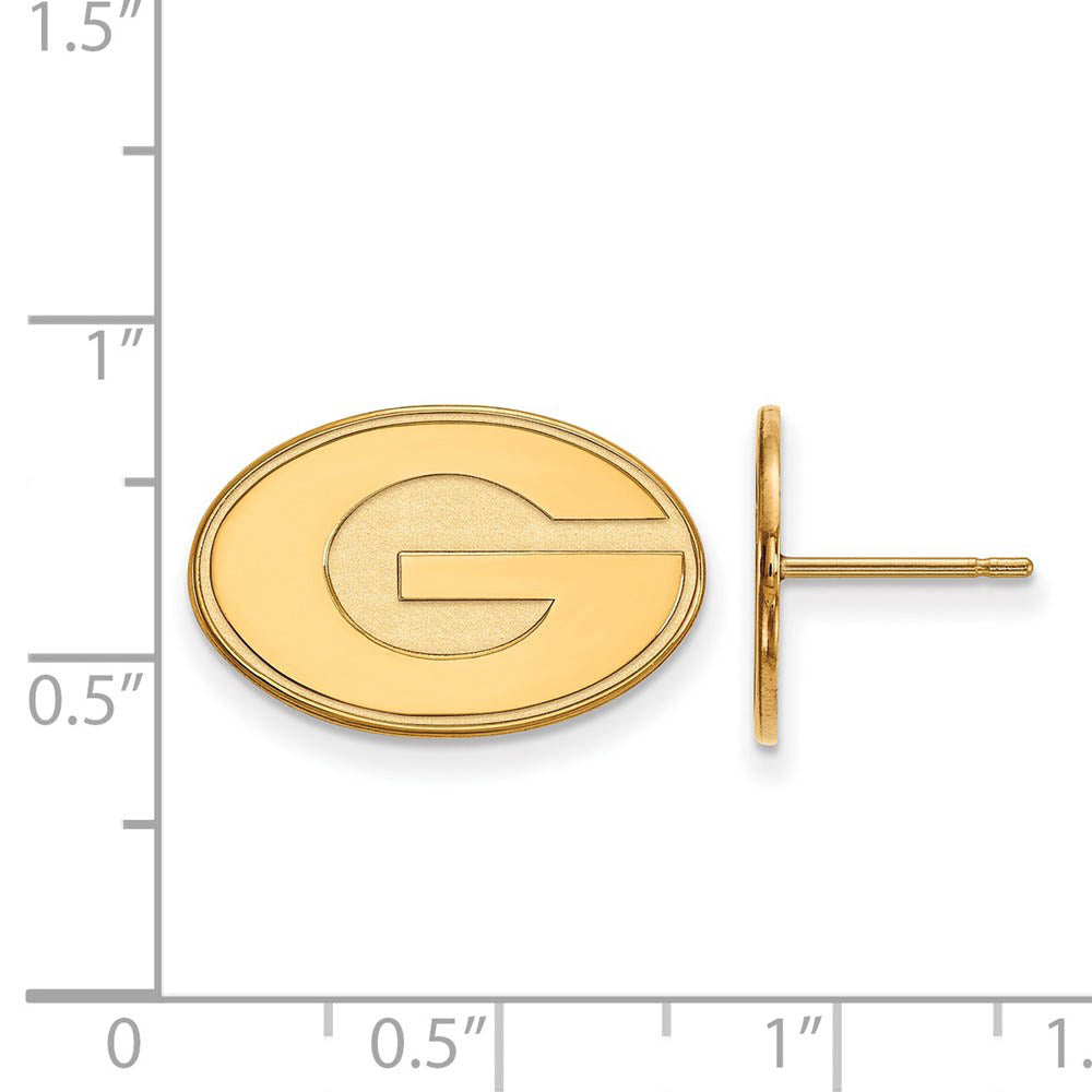 Alternate view of the 14k Gold Plated Silver University of Georgia SM Post Earrings by The Black Bow Jewelry Co.