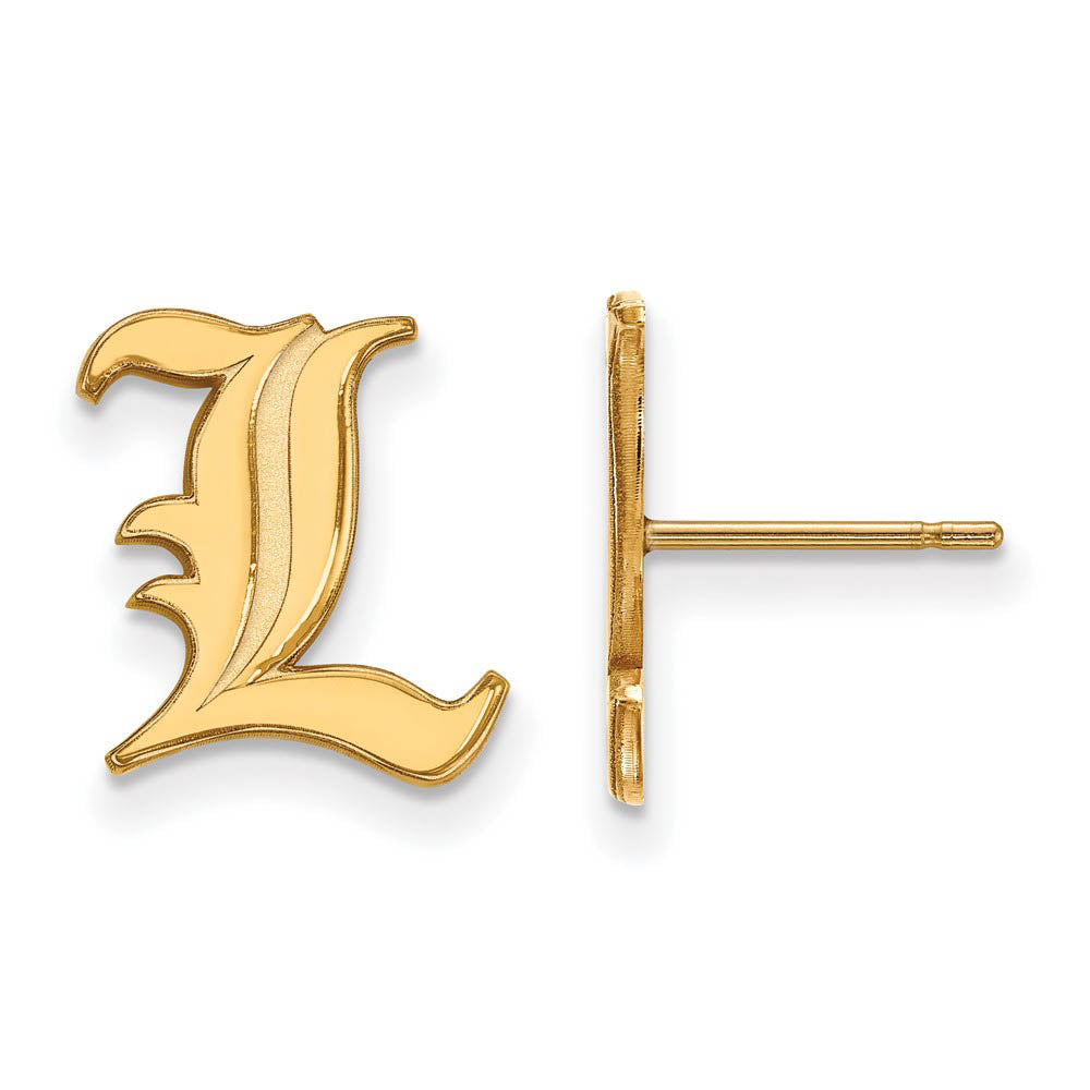 14k Gold Plated Silver University of Louisville SM Post Earrings, Item E15052 by The Black Bow Jewelry Co.