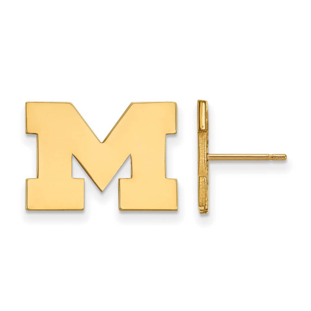 14k Gold Plated Silver Michigan (Univ of) Small Post Earrings, Item E15053 by The Black Bow Jewelry Co.