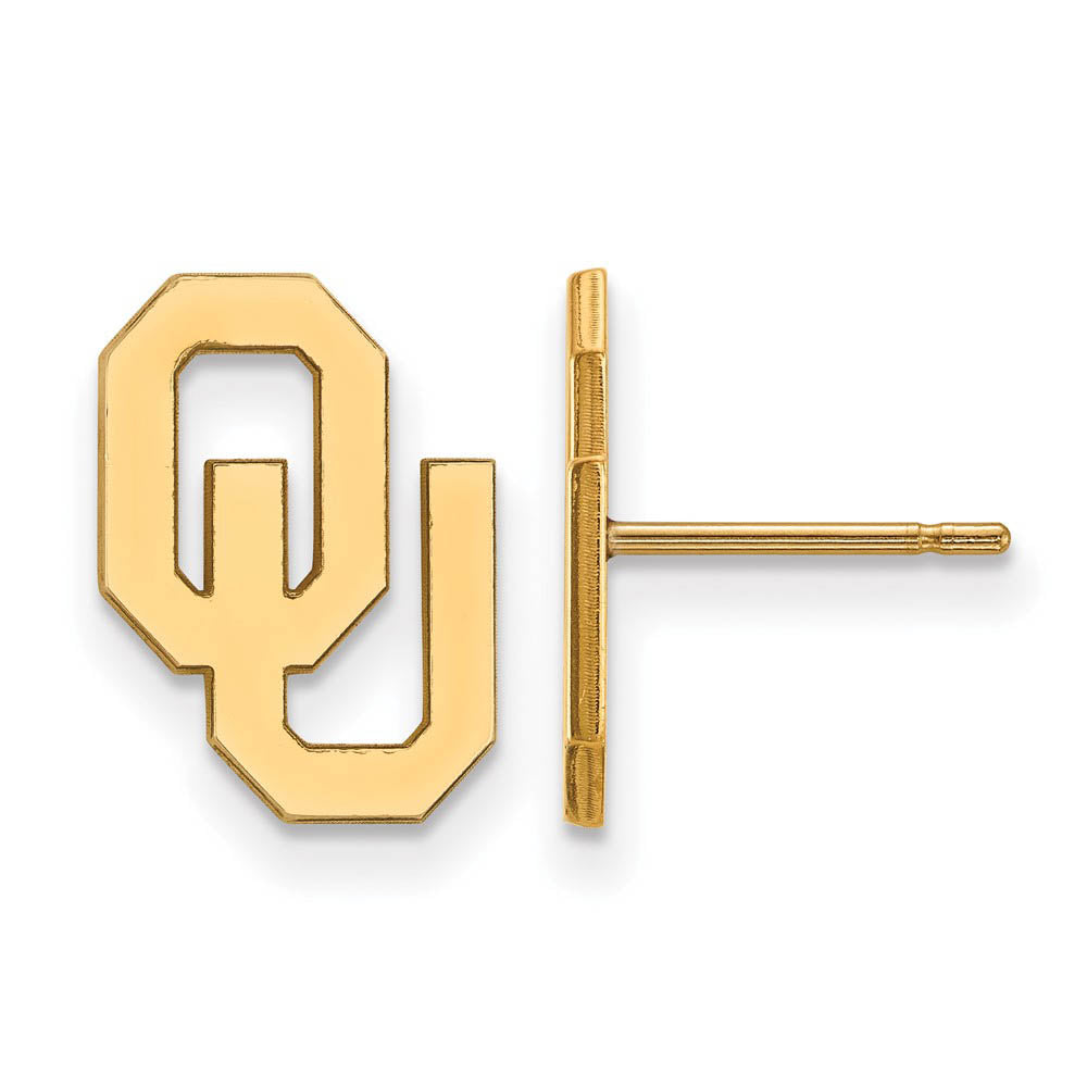 14k Gold Plated Silver University of Oklahoma Small Post Earrings, Item E15056 by The Black Bow Jewelry Co.