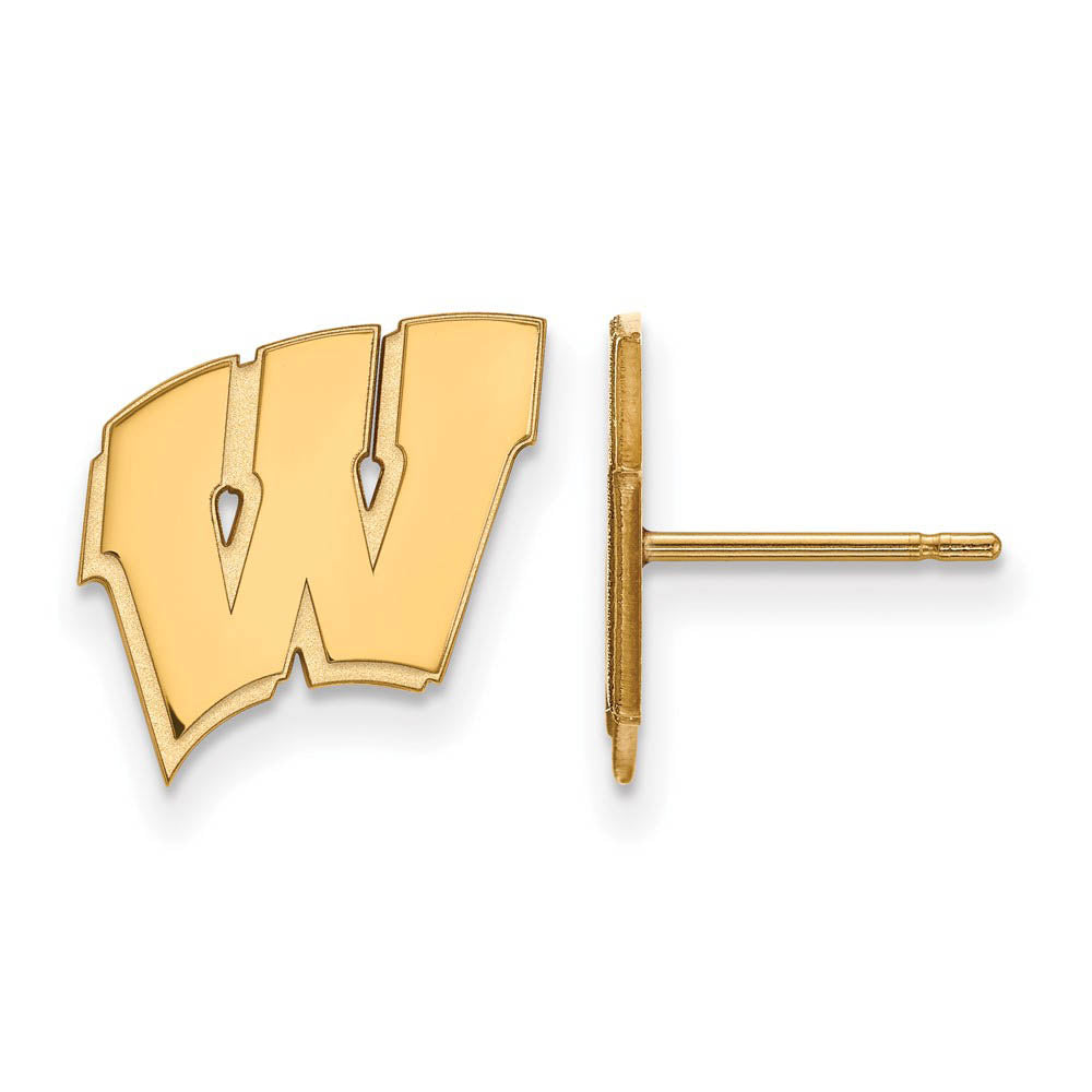 14k Gold Plated Silver University of Wisconsin SM Post Earrings, Item E15060 by The Black Bow Jewelry Co.
