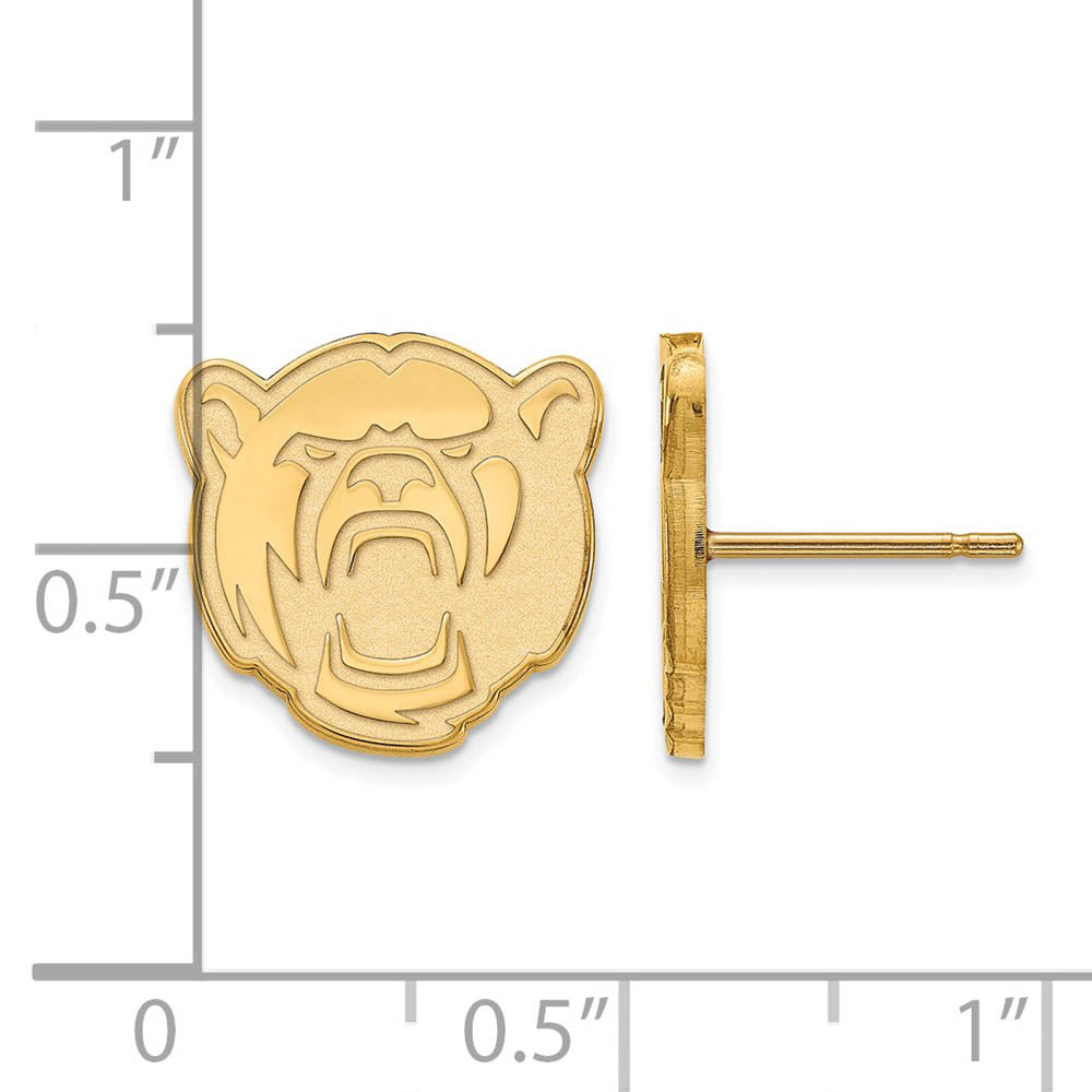 Alternate view of the 14k Gold Plated Silver Baylor University Small Post Earrings by The Black Bow Jewelry Co.