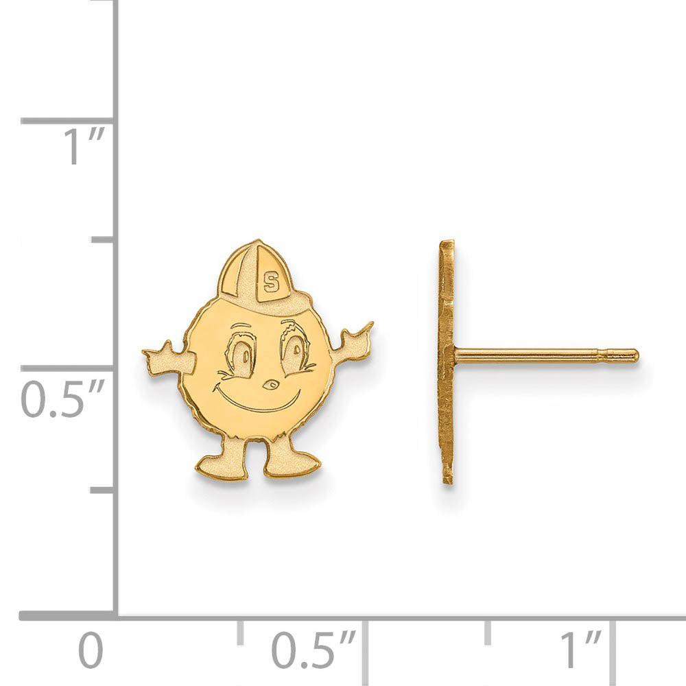 Alternate view of the 14k Gold Plated Silver Syracuse University Small Post Earrings by The Black Bow Jewelry Co.