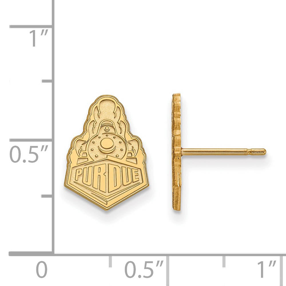 Alternate view of the 14k Gold Plated Silver Purdue Small Post Earrings by The Black Bow Jewelry Co.