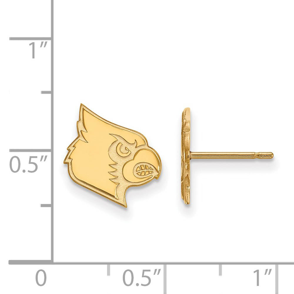 Alternate view of the 14k Gold Plated Silver University of Louisville Post Earrings by The Black Bow Jewelry Co.