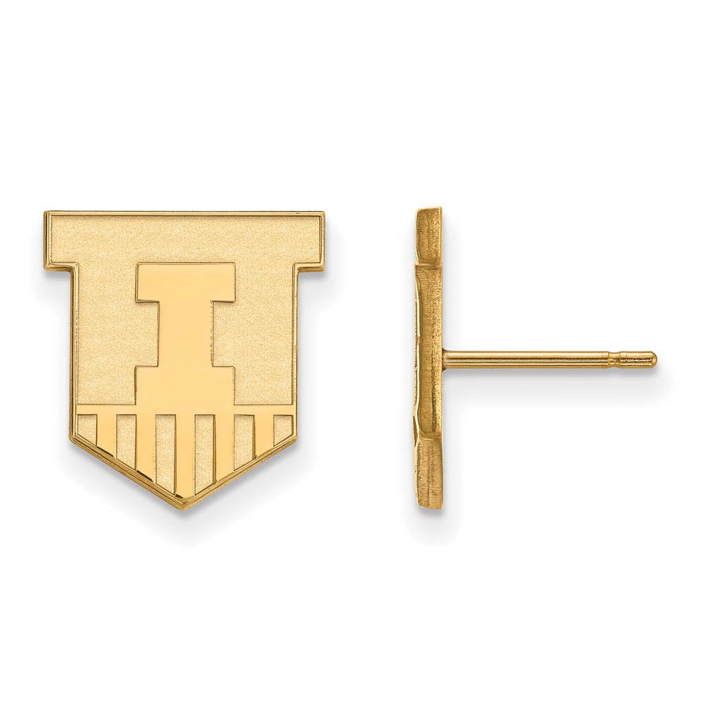 14k Gold Plated Silver University of Illinois Small Post Earrings, Item E15094 by The Black Bow Jewelry Co.