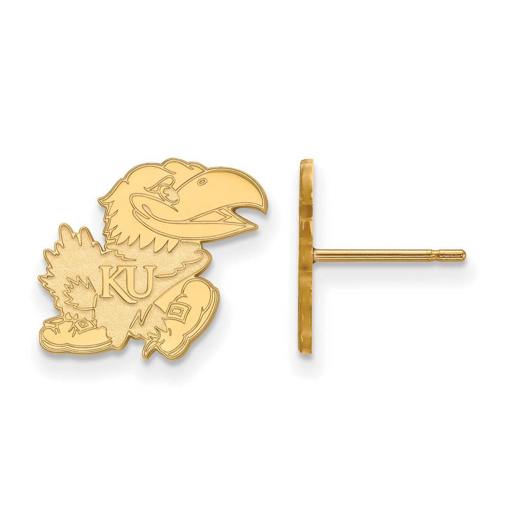 14k Gold Plated Silver University of Kansas Small Post Earrings, Item E15109 by The Black Bow Jewelry Co.