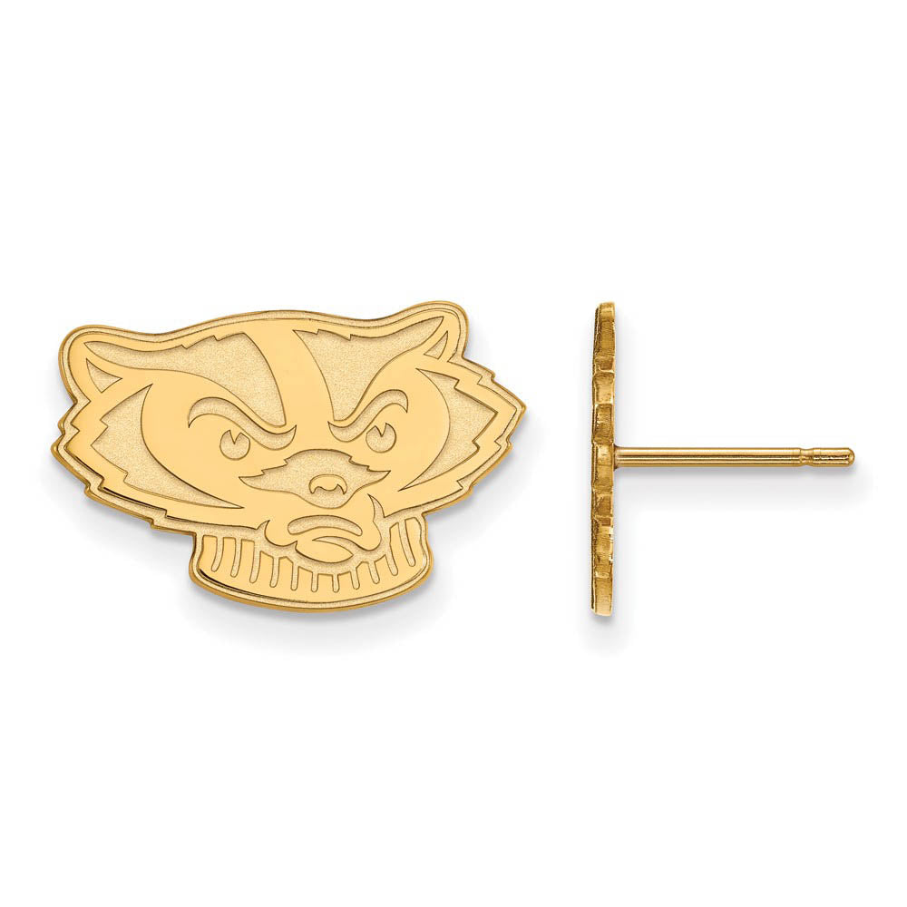 14k Gold Plated Silver University of Wisconsin Post Earrings, Item E15116 by The Black Bow Jewelry Co.