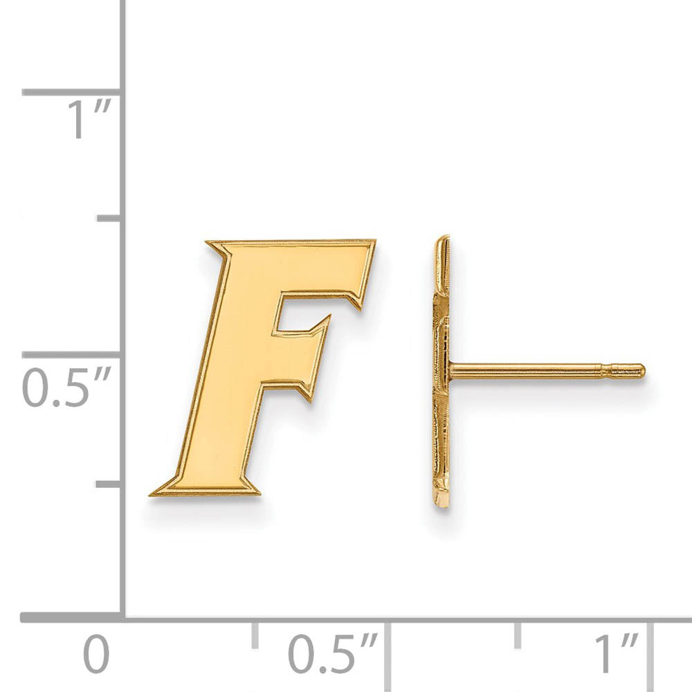 Alternate view of the 14k Gold Plated Silver University of Florida Small Post Earrings by The Black Bow Jewelry Co.
