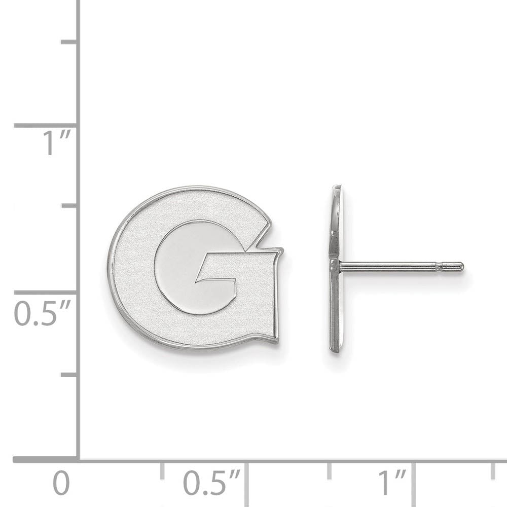 Alternate view of the Sterling Silver Georgetown University Small Post Earrings by The Black Bow Jewelry Co.