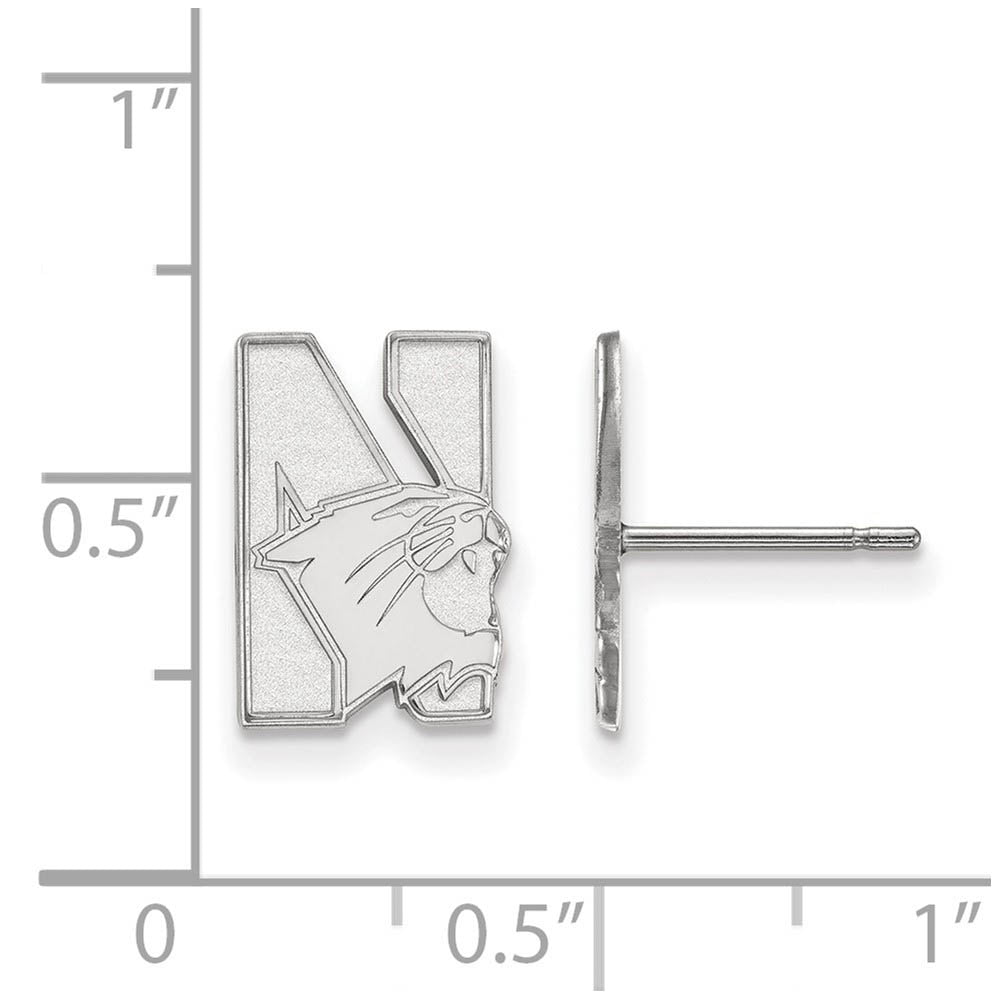 Alternate view of the Sterling Silver Northwestern University Small Post Earrings by The Black Bow Jewelry Co.