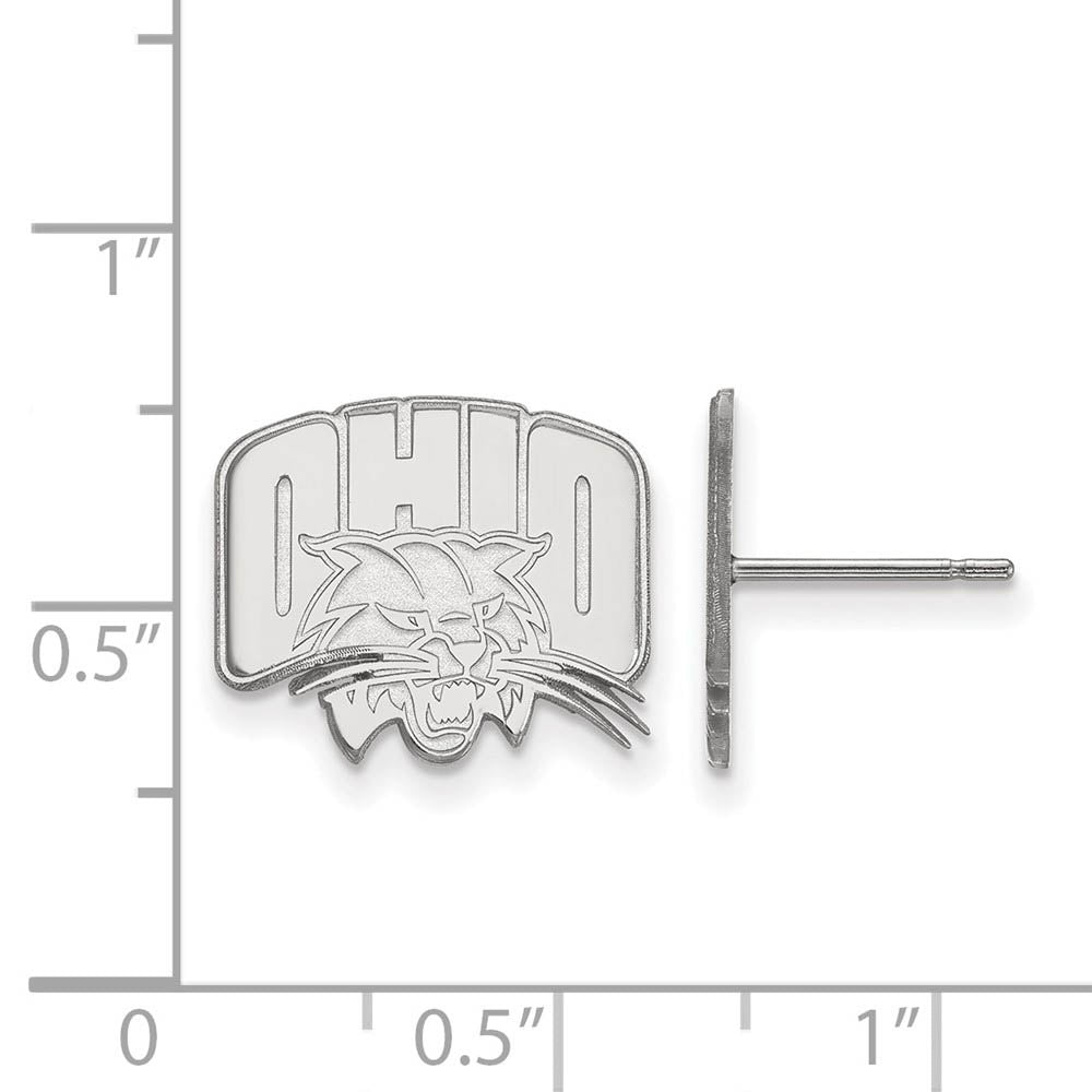 Alternate view of the Sterling Silver Ohio University Small Post Earrings by The Black Bow Jewelry Co.