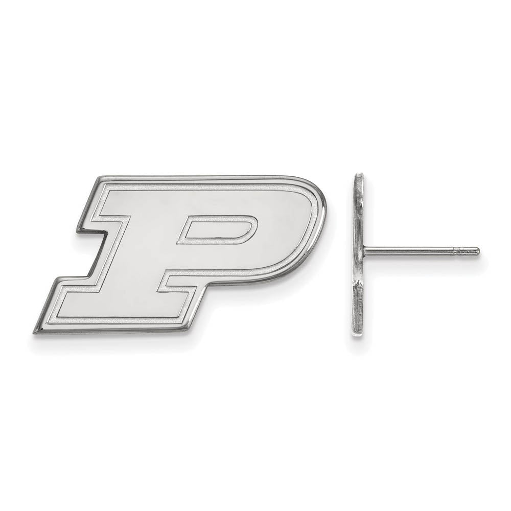 Sterling Silver Purdue Small Initial P Post Earrings, Item E15236 by The Black Bow Jewelry Co.