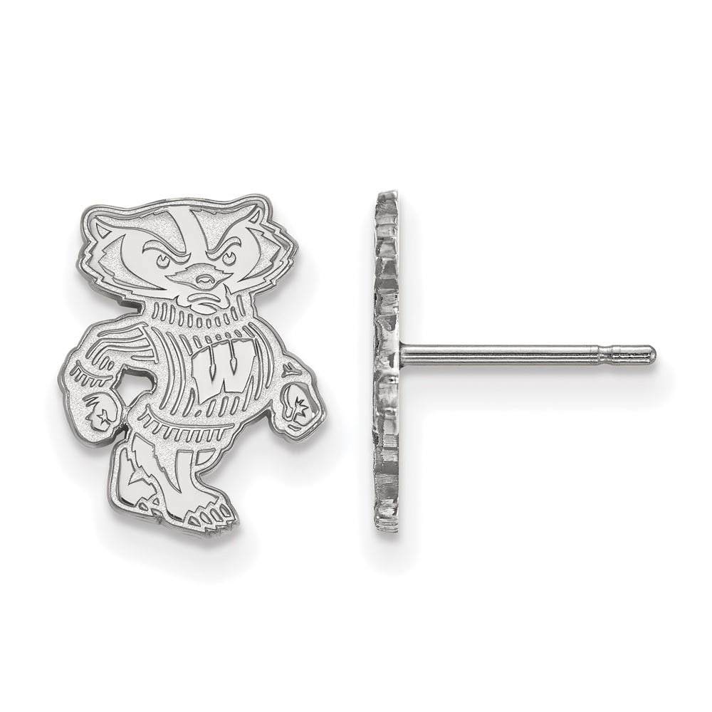 Sterling Silver University of Wisconsin Small Mascot Post Earrings, Item E15291 by The Black Bow Jewelry Co.
