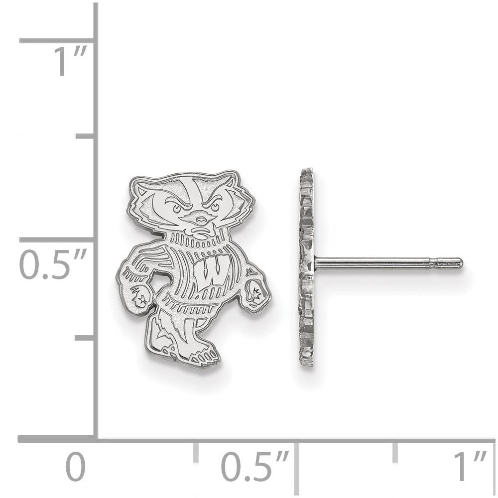 Alternate view of the Sterling Silver University of Wisconsin Small Mascot Post Earrings by The Black Bow Jewelry Co.