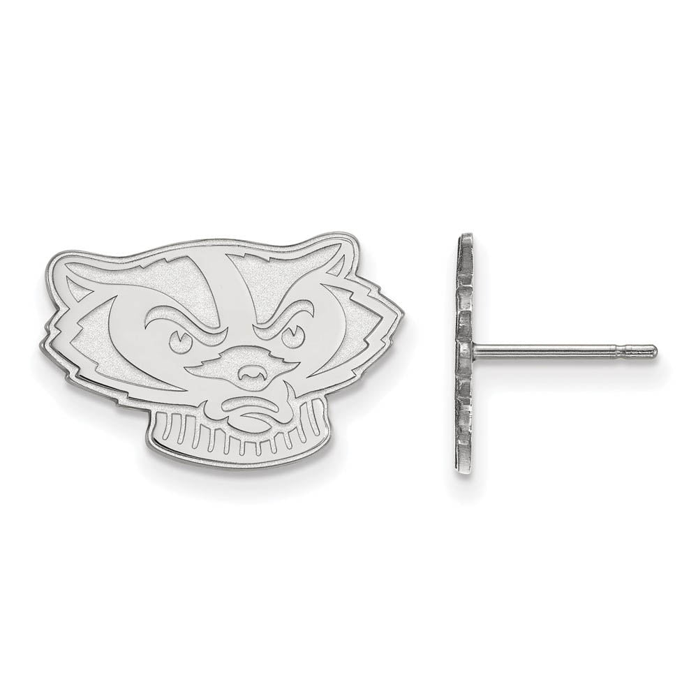 Sterling Silver University of Wisconsin Small Post Earrings, Item E15308 by The Black Bow Jewelry Co.