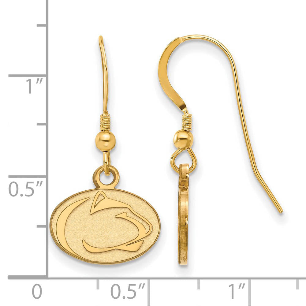 Alternate view of the 14k Gold Plated Silver Penn State University XS (Tiny) Dangle Earrings by The Black Bow Jewelry Co.