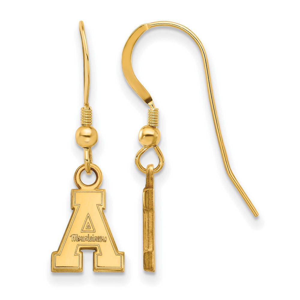14k Gold Plated Silver Appalachian State Dangle Earring, Item E15315 by The Black Bow Jewelry Co.