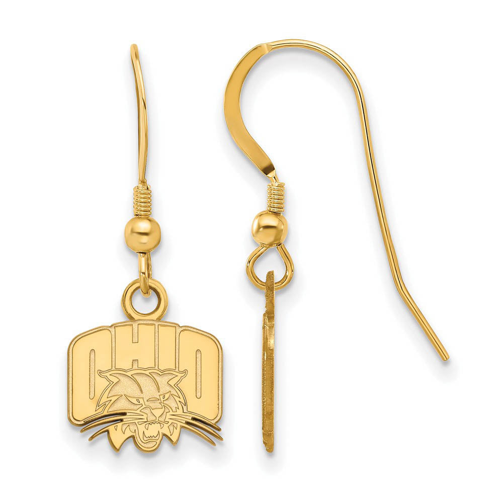 14k Gold Plated Silver Ohio Univ. XS (Tiny) Dangle Earrings, Item E15331 by The Black Bow Jewelry Co.