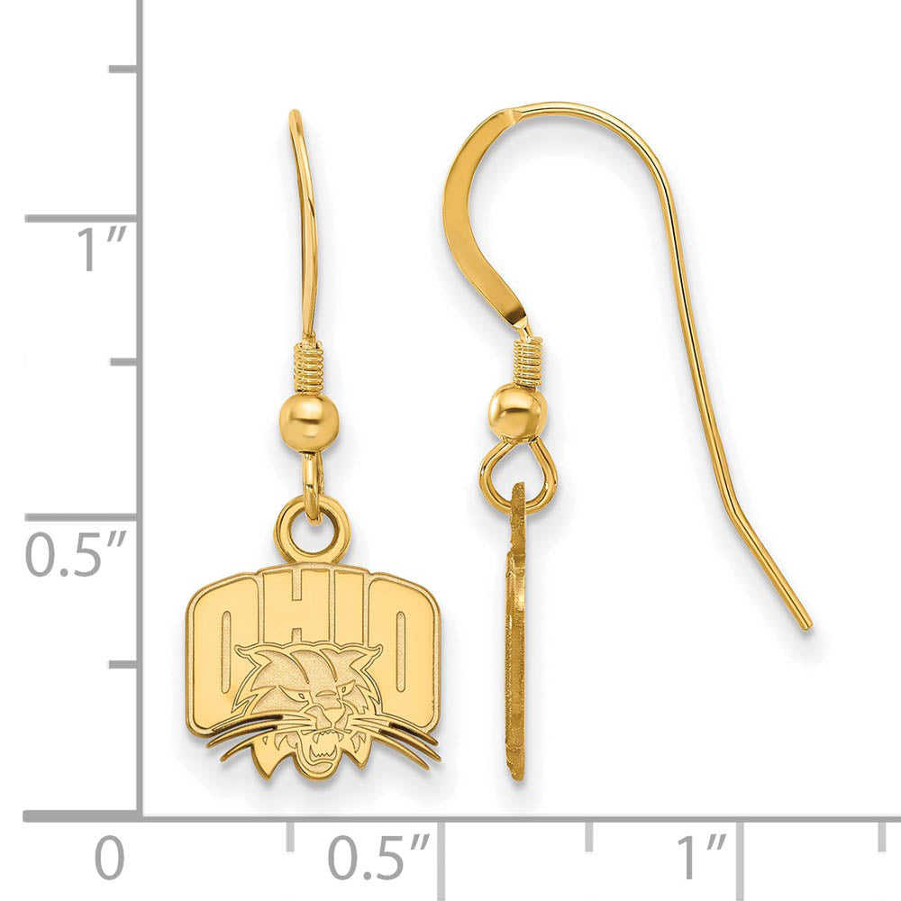 Alternate view of the 14k Gold Plated Silver Ohio Univ. XS (Tiny) Dangle Earrings by The Black Bow Jewelry Co.