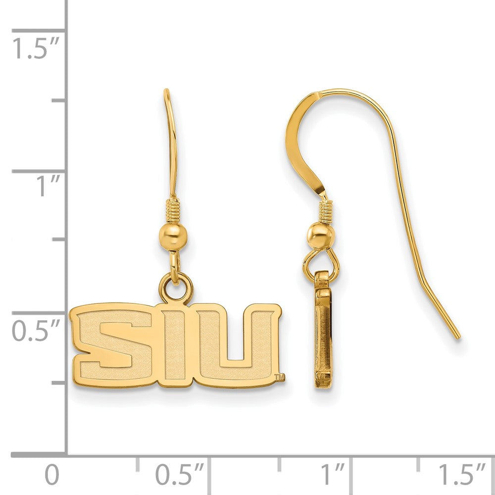 Alternate view of the 14k Gold Plated Silver South Illinois University Dangle Earring by The Black Bow Jewelry Co.