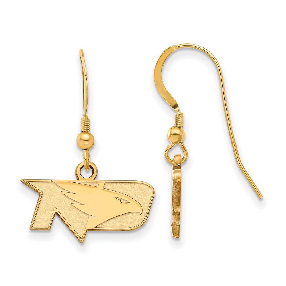 14k Gold Plated Silver U of North Dakota XS (Tiny) Dangle Earrings, Item E15350 by The Black Bow Jewelry Co.
