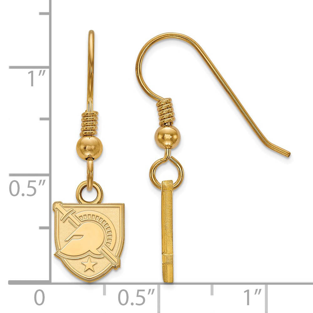 Alternate view of the 14k Gold Plated Silver U.S. Military Academy XS (Tiny) Dangle Earrings by The Black Bow Jewelry Co.